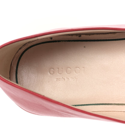 Gucci Calfskin Bayadere Bee Ballerina Flats 37 Hibiscus Red 7 of 8