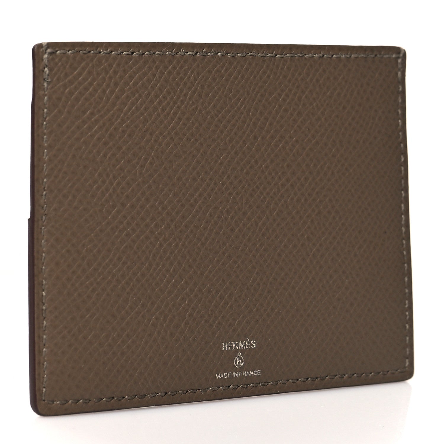 Hermes Epsom Chevre Mysore Crocodile Hippopotame Petit H Card Case Etoupe Craie Black 3 of 7