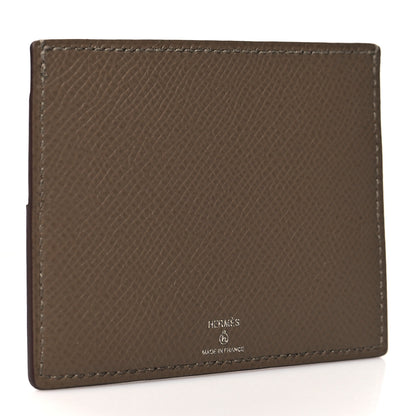 Hermes Epsom Chevre Mysore Crocodile Hippopotame Petit H Card Case Etoupe Craie Black 3 of 7