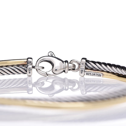David Yurman Sterling Silver 18K Yellow Gold 3mm Crossover Bracelet 5 of 5