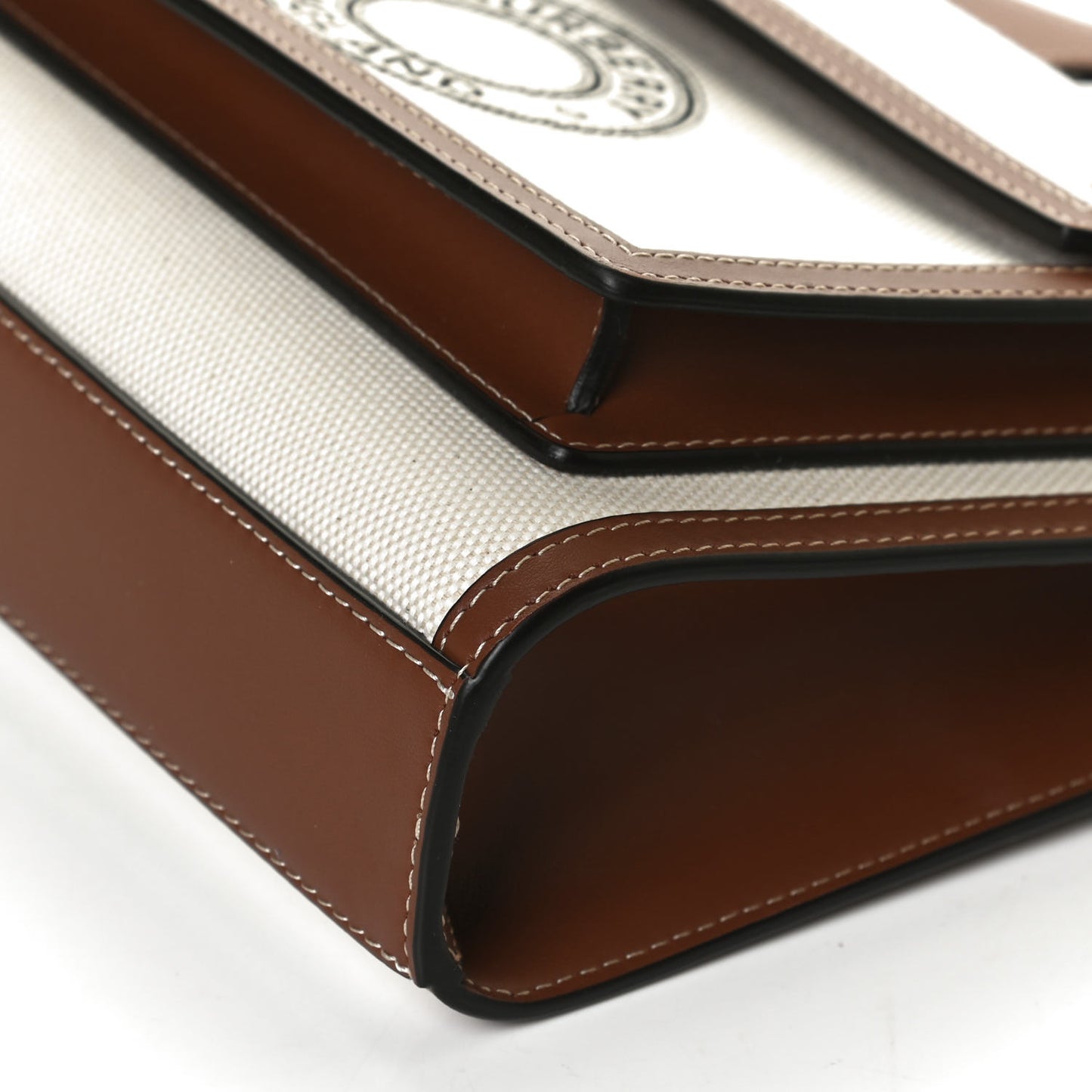 Canvas Smooth Calfskin Two Tone Mini Pocket Bag Natural Malt Brown