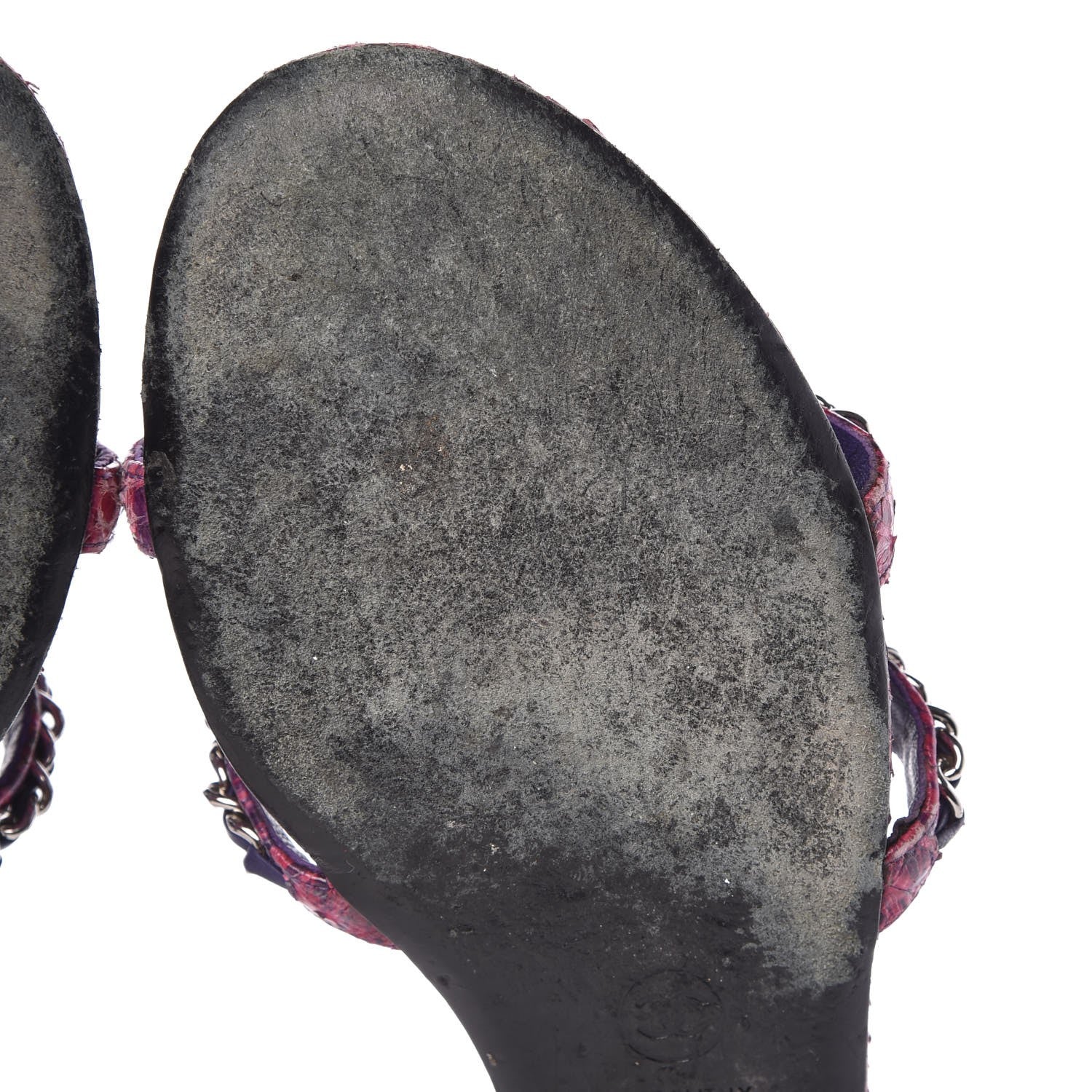 Chanel Shiny Python CC Chain Thong Sandals 41 Dark Pink 16 of 19