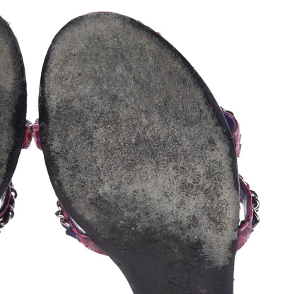 Chanel Shiny Python CC Chain Thong Sandals 41 Dark Pink 16 of 19