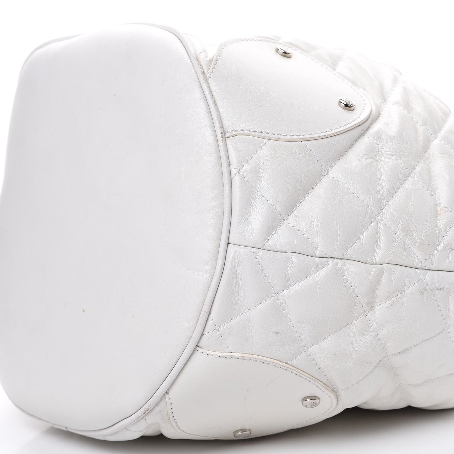 Calfskin Quilted Bucket Shoulder Bag White