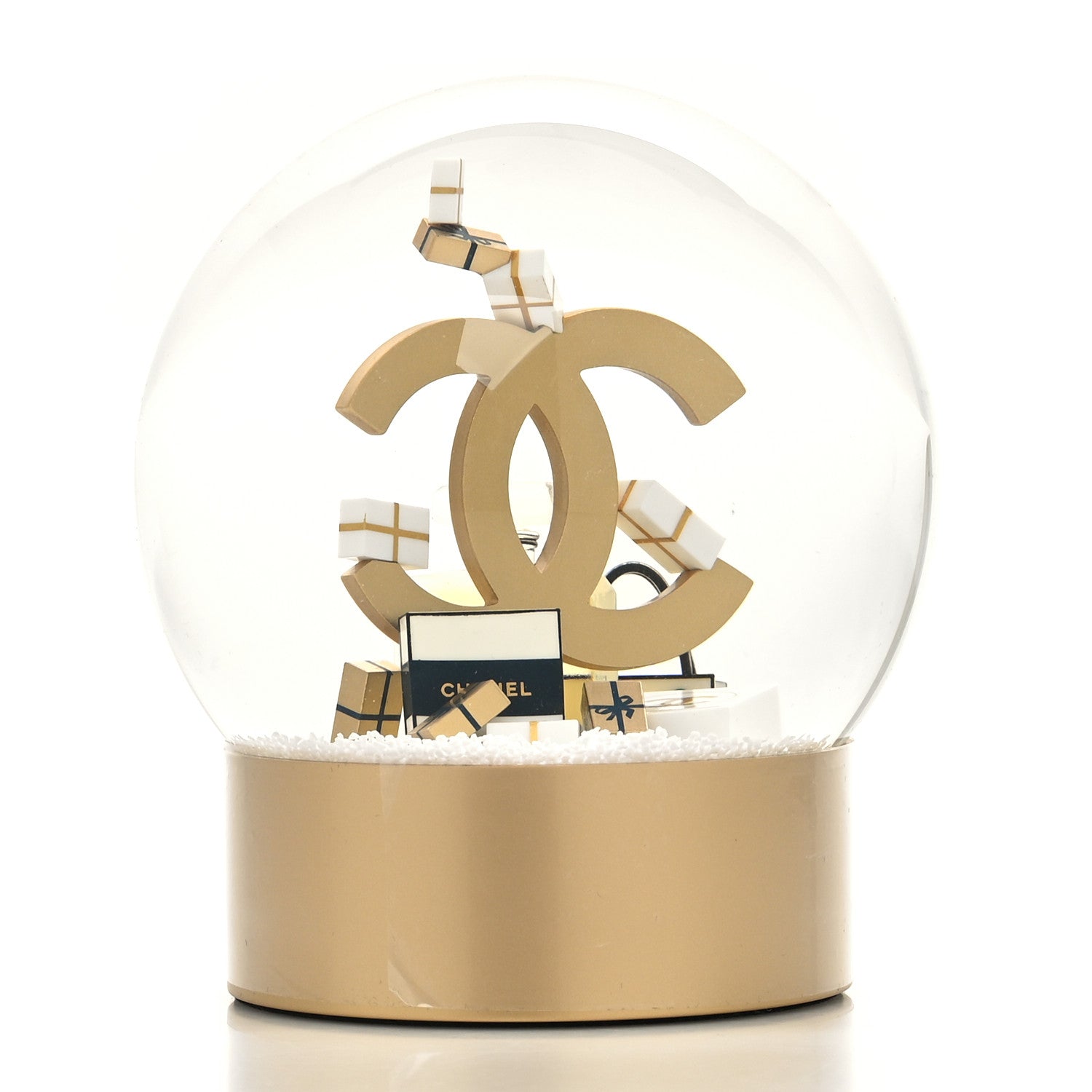 Chanel Glass CC Shopping Bag Snow Globe Gold 4 of 9