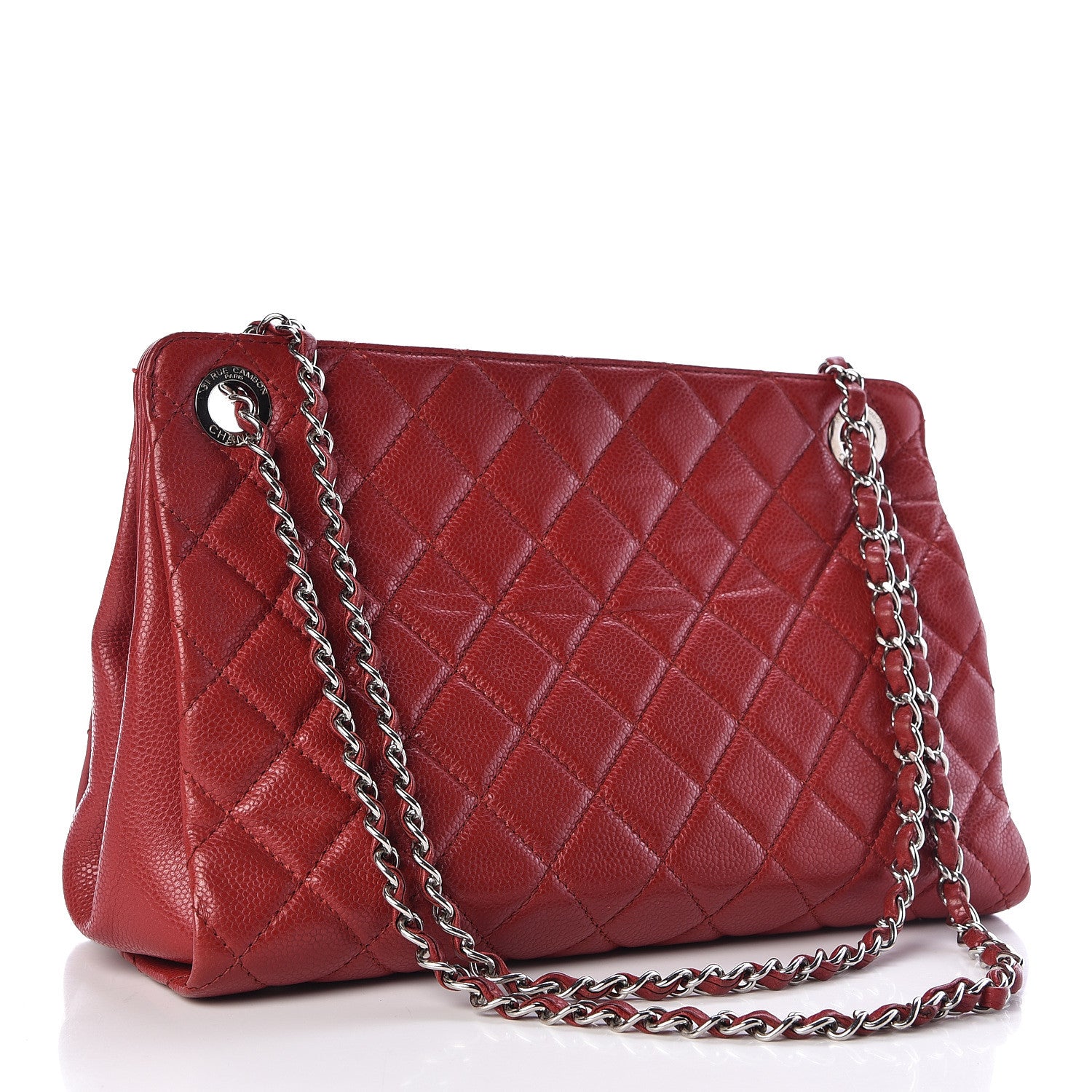 Chanel Caviar Quilted Timeless CC Shopping Tote Red 3 of 16