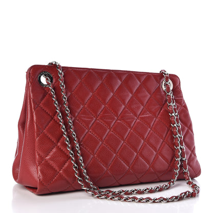 Chanel Caviar Quilted Timeless CC Shopping Tote Red 3 of 16