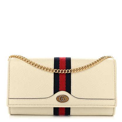 Gucci Textured Calfskin Web Ophidia Wallet On Chain Mystic White 1 of 12