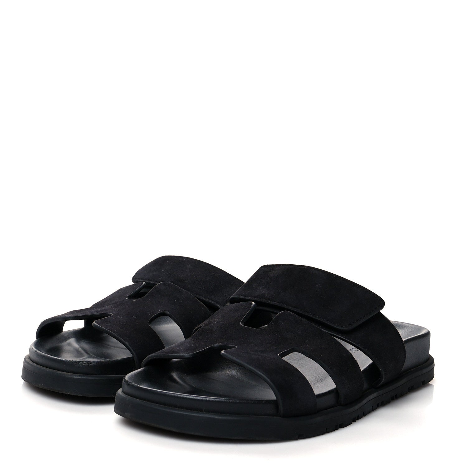 Hermes Suede Goatskin Womens Chypre Sandals 35 Black 3 of 10