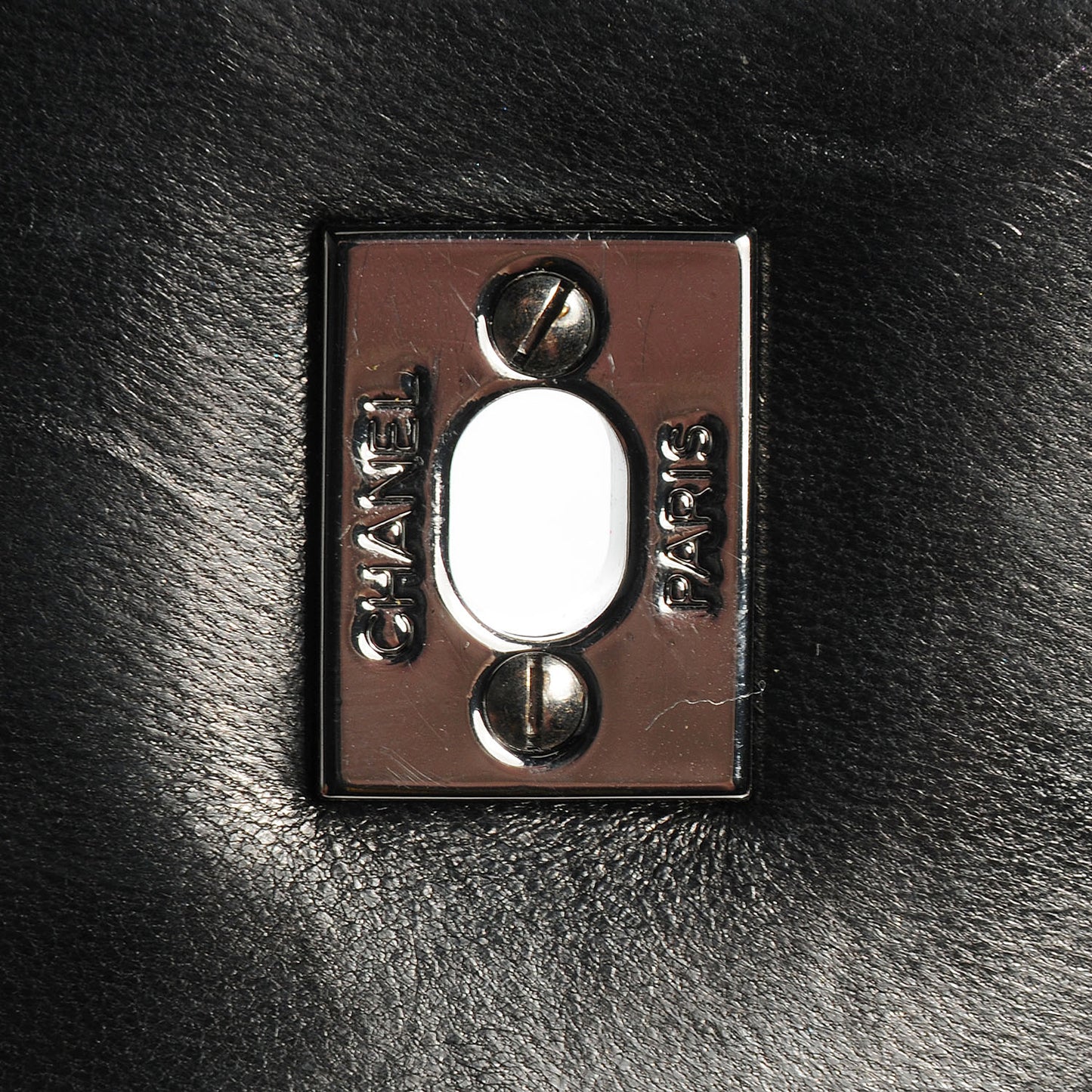 Lambskin Chocolate Bar 5 Chain Flap Black