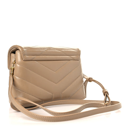 Saint Laurent Calfskin Y Quilted Monogram Toy Loulou Crossbody Bag Dark Beige 3 of 9