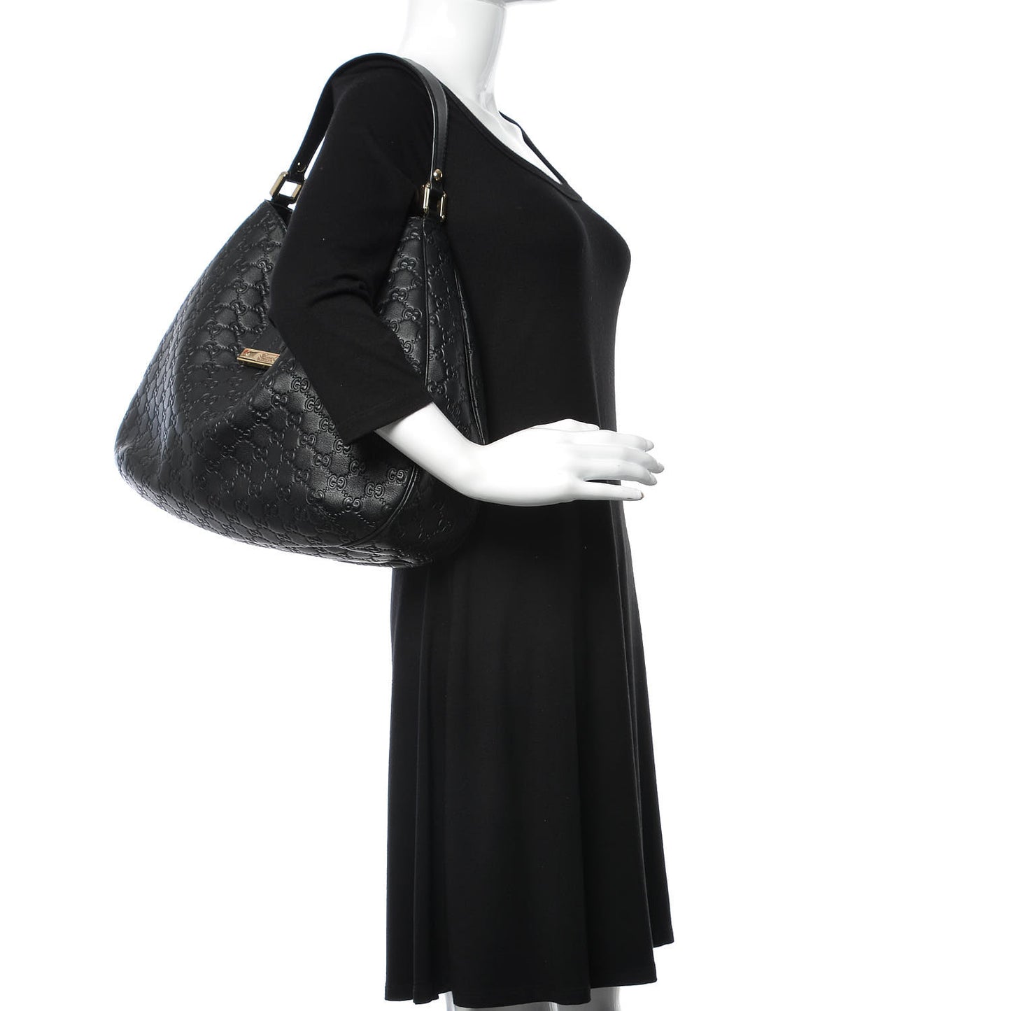 Guccissima Large New Ladies Web Hobo Black