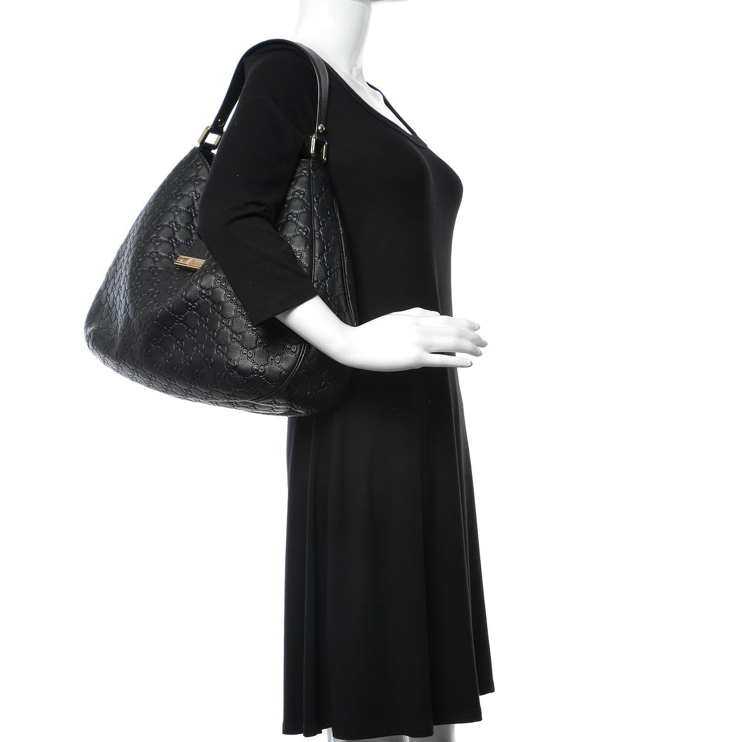 Gucci Guccissima Large New Ladies Web Hobo Black 2 of 9
