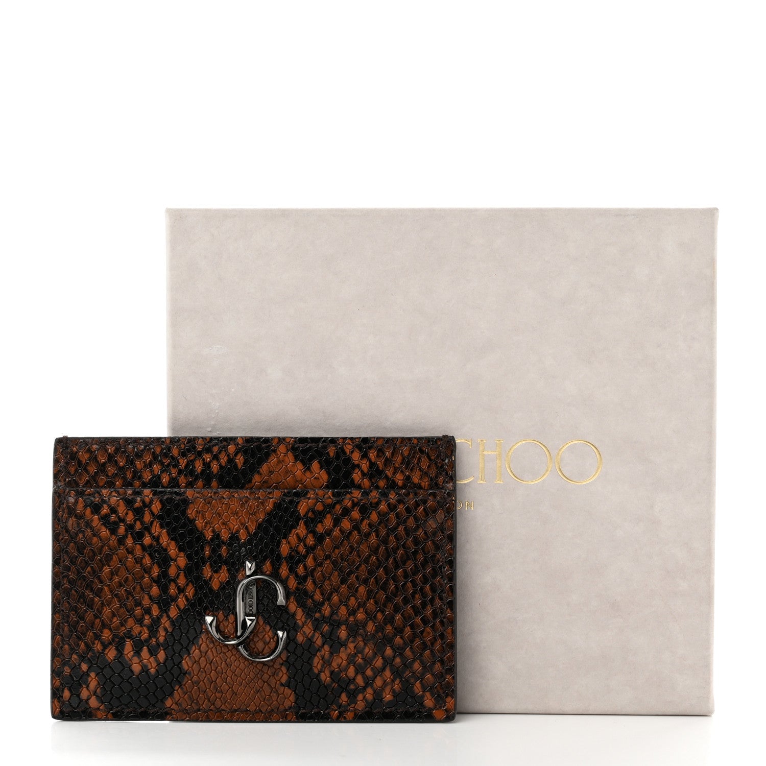 Jimmy Choo Calfskin Snake Printed Umika Card Holder Cuoio 8 of 8