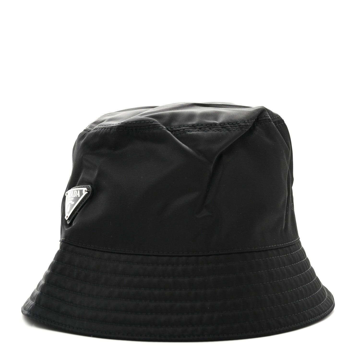 Prada Re-Nylon Metal Triangle Logo Mens Bucket Hat XXL Black 1 of 8
