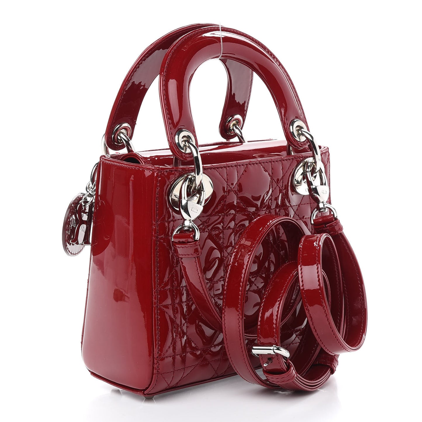 Patent Cannage Mini Lady Dior Red