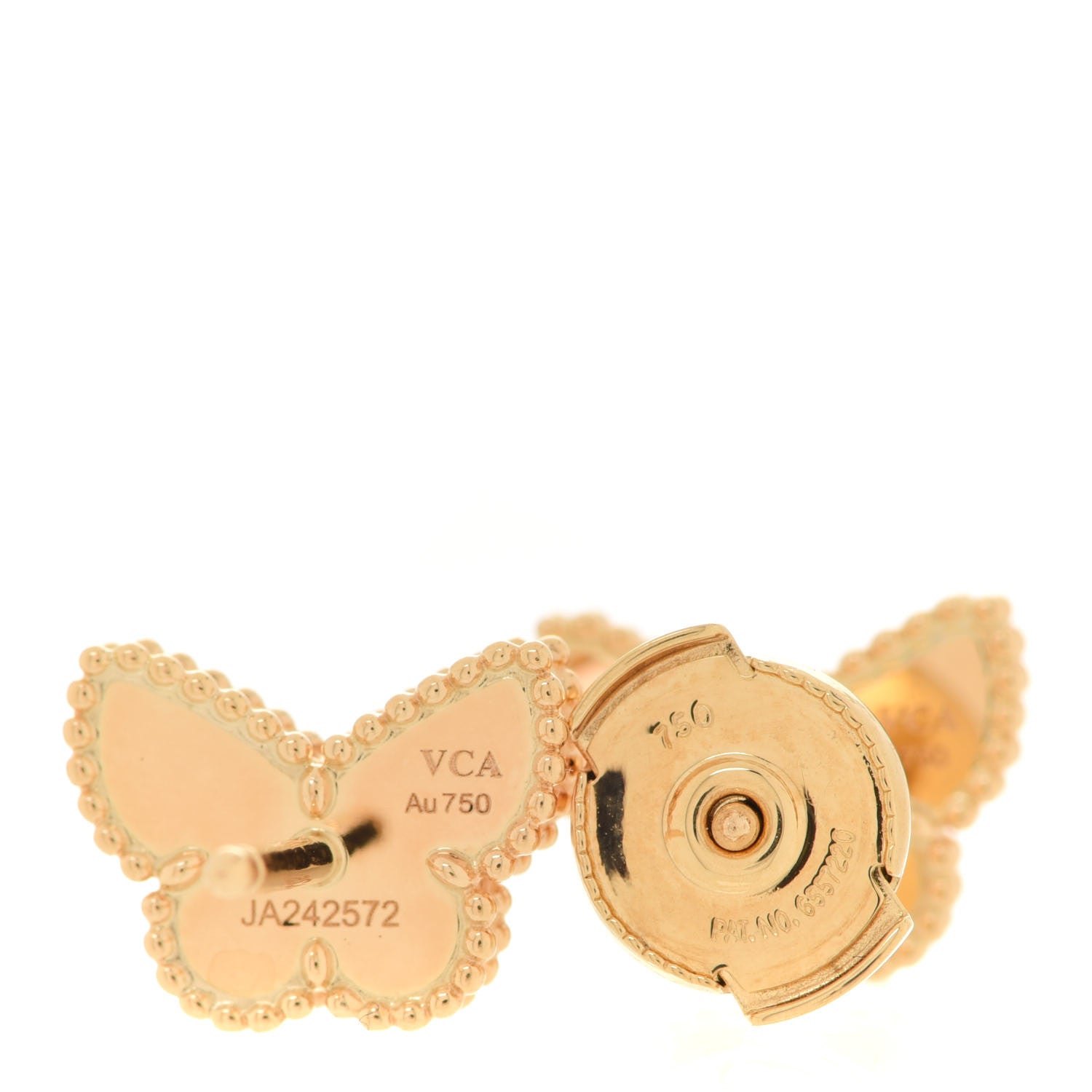 Van Cleef & Arpels 18K Yellow Gold Mother of Pearl Sweet Alhambra Butterfly Earrings 4 of 5