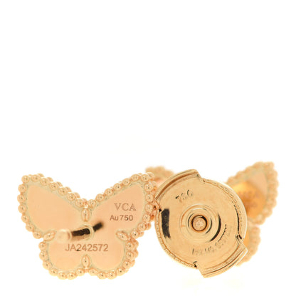Van Cleef & Arpels 18K Yellow Gold Mother of Pearl Sweet Alhambra Butterfly Earrings 4 of 5