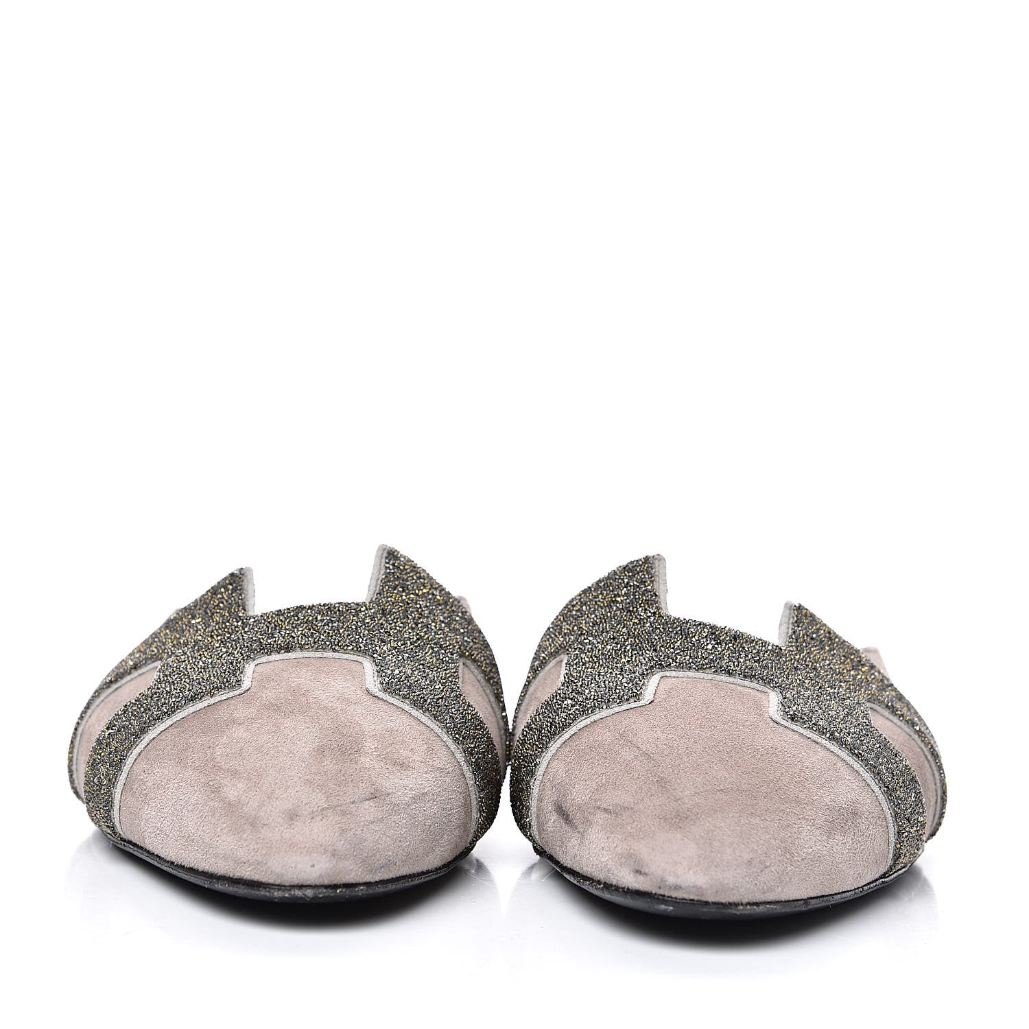 Hermes Suede Goatskin Crystal Roxane Mules 38 Champagne Rose Grey 2 of 12