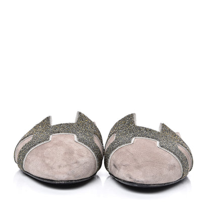 Hermes Suede Goatskin Crystal Roxane Mules 38 Champagne Rose Grey 2 of 12