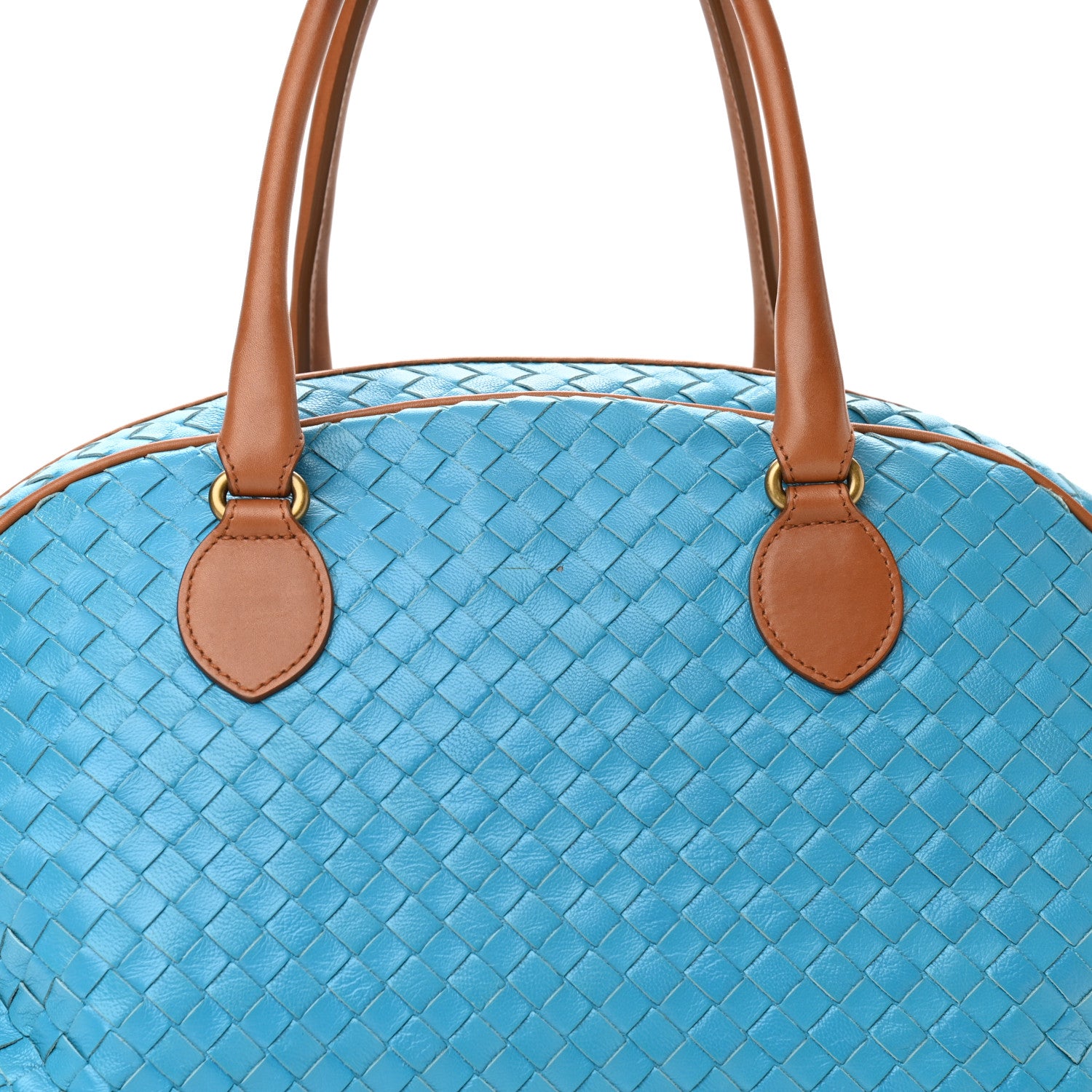Bottega Veneta Nappa Intrecciato Bowling Bag Blue 7 of 13