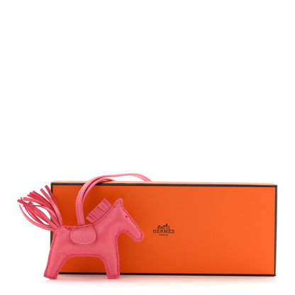 Hermes Milo Lambskin Grigri Rodeo Horse Bag Charm PM Rose Azalee 5 of 5