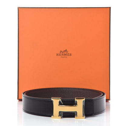 Hermes Box Togo 32mm H Belt 85 Black Chocolate 7 of 7