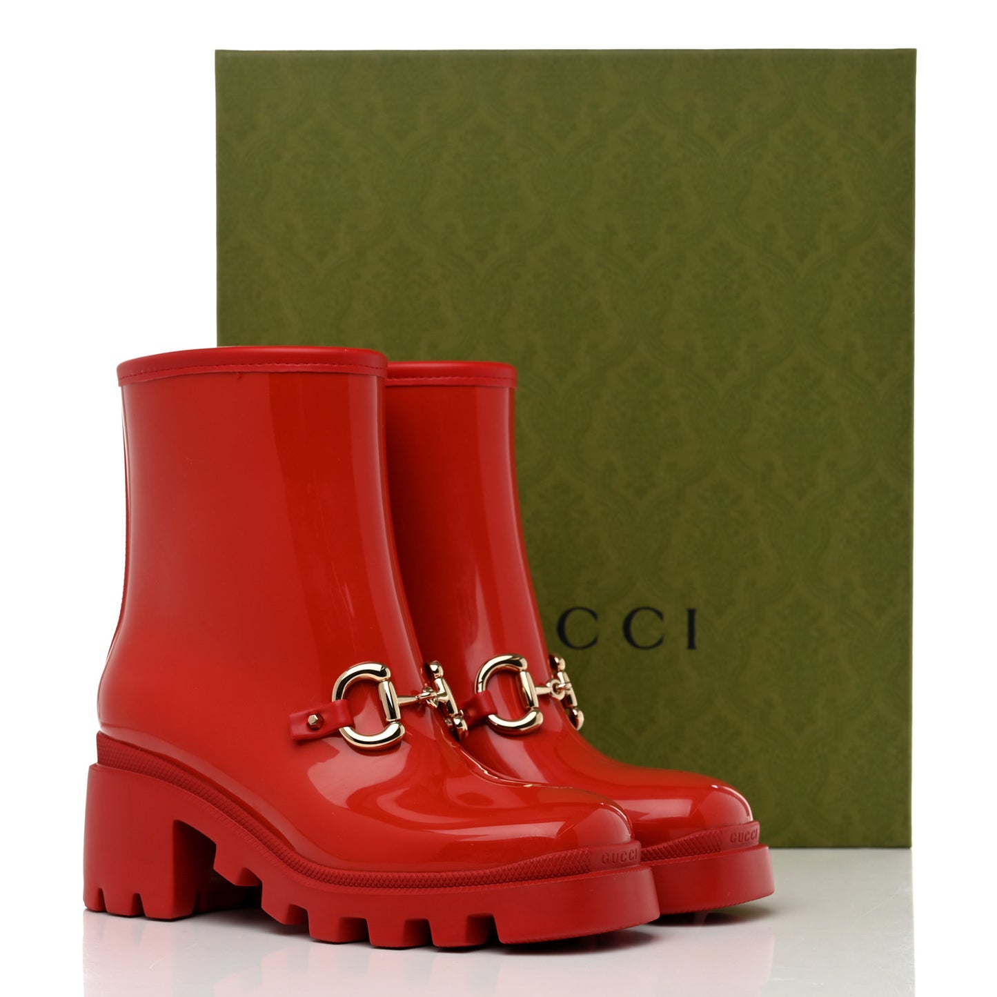 Rubber Womens Horsebit Ankle Boots 35 Maple Red