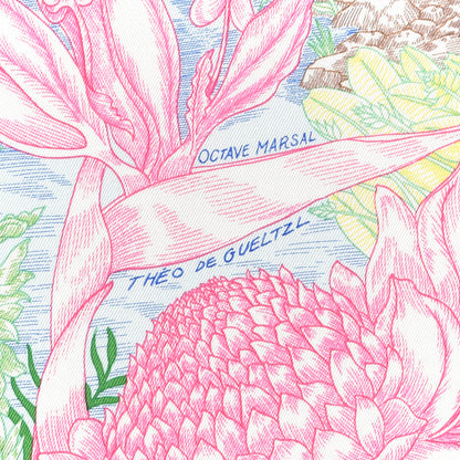 Hermes Silk Twill Faubourg Tropical Scarf 90 Bleu Vert Jaune 3 of 5