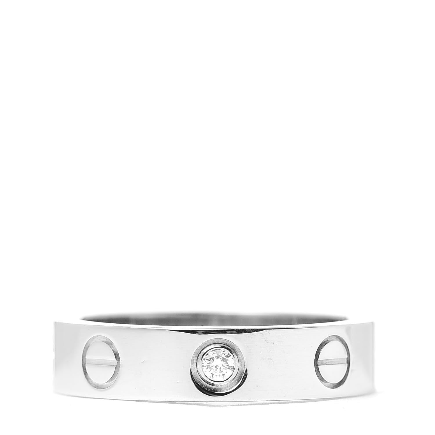 Cartier 18K White Gold Diamond 4mm LOVE Wedding Band Ring 47 4 1 of 5