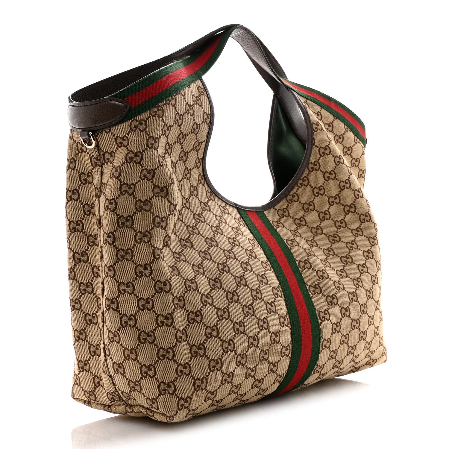 Gucci GG Monogram Web Large Giglio Tote Beige Brown 4 of 10
