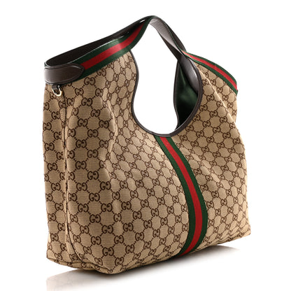 Gucci GG Monogram Web Large Giglio Tote Beige Brown 4 of 10