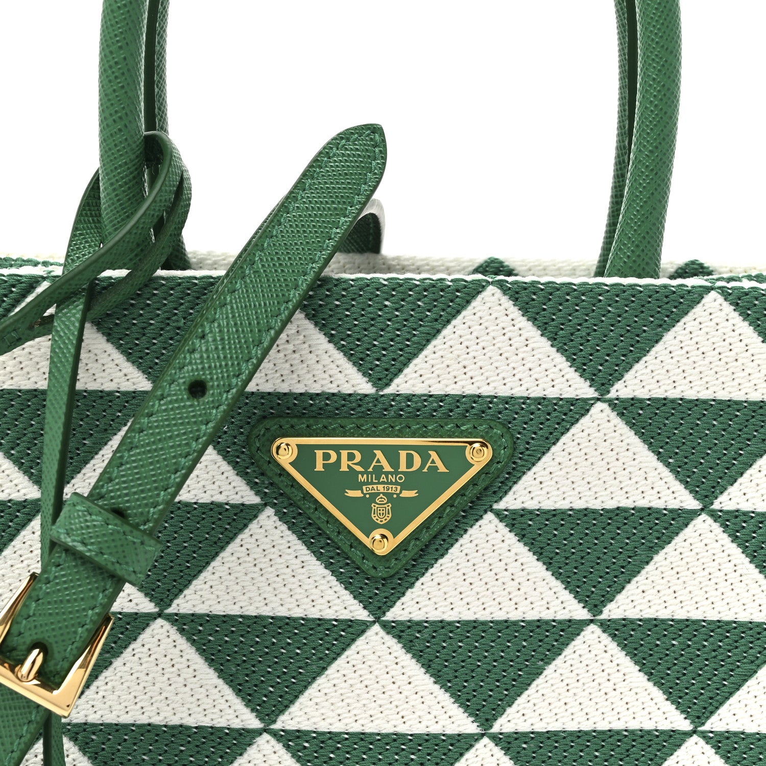 Prada Jacquard Saffiano Triangolo Symbole Embroidered Micro Tote Mango White 7 of 9