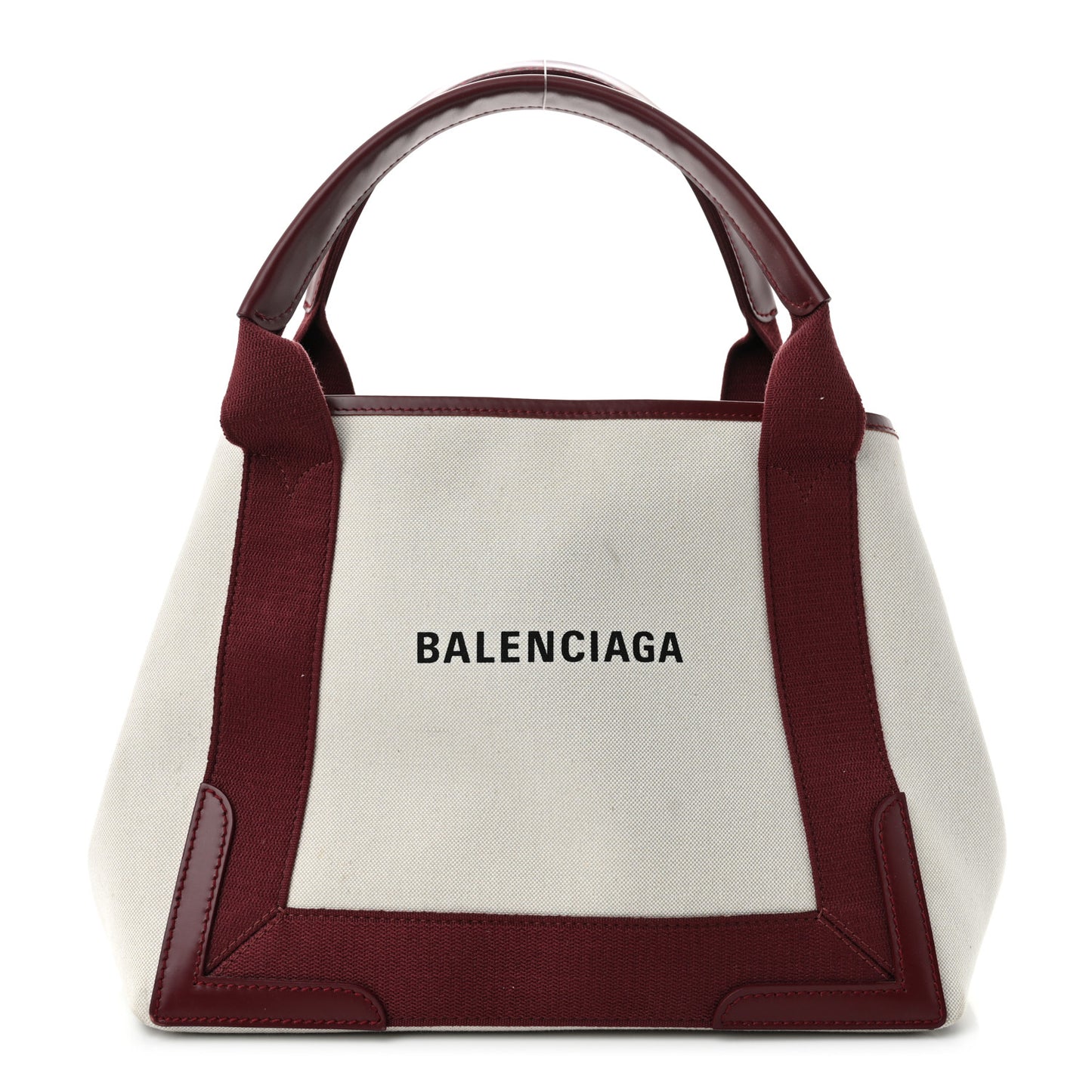 Cotton Canvas Calfskin S Navy Cabas Natural Burgundy