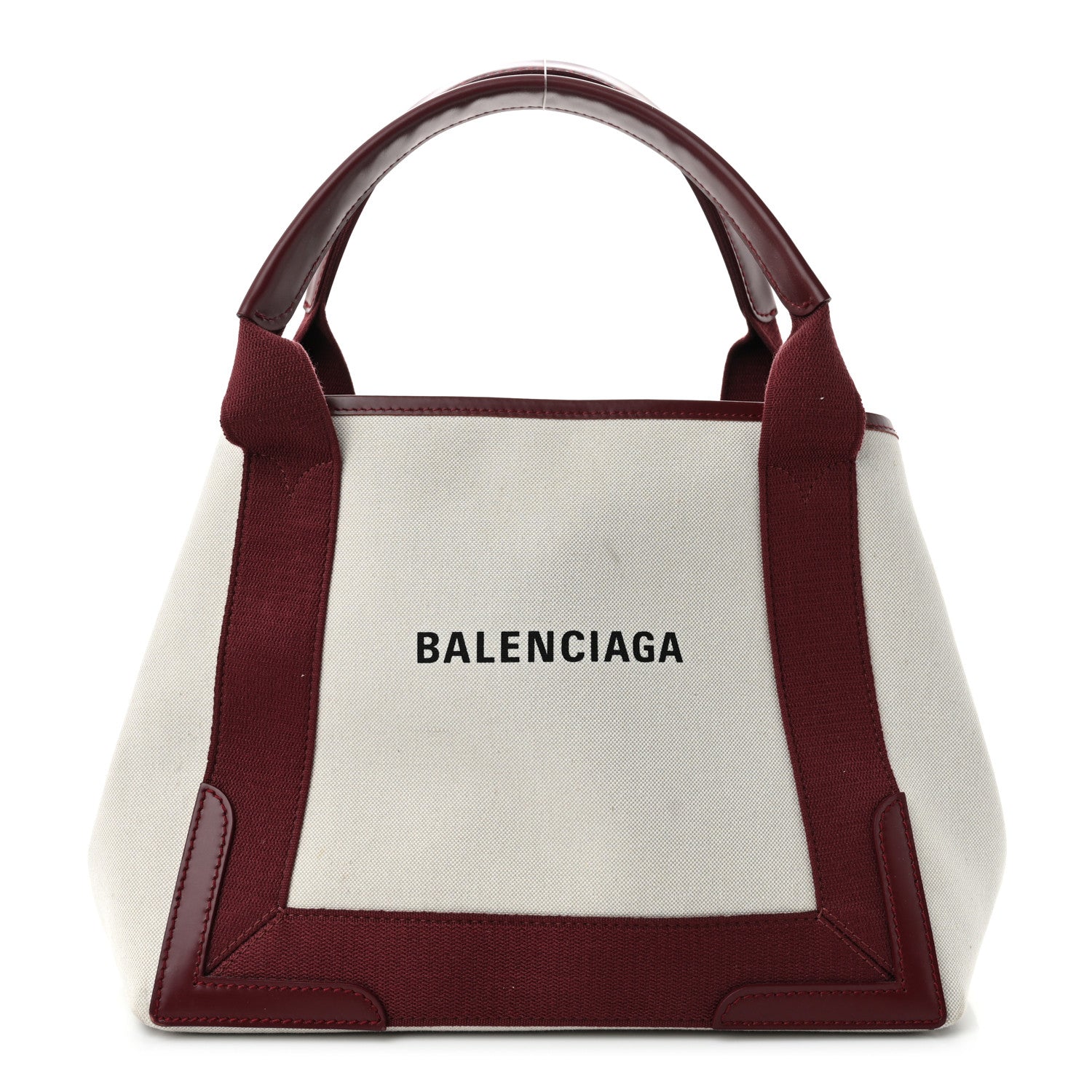 Balenciaga Cotton Canvas Calfskin S Navy Cabas Natural Burgundy 1 of 13