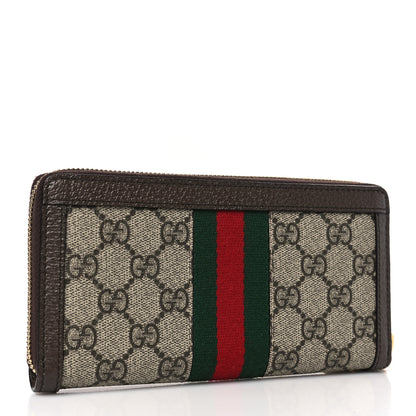 Gucci GG Supreme Monogram Web Ophidia Zip Around Wallet Brown 4 of 7