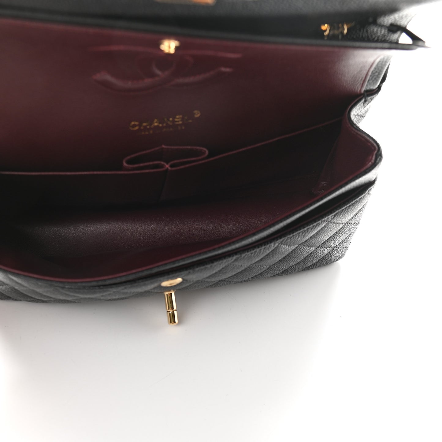 Caviar Quilted Medium Double Flap Black