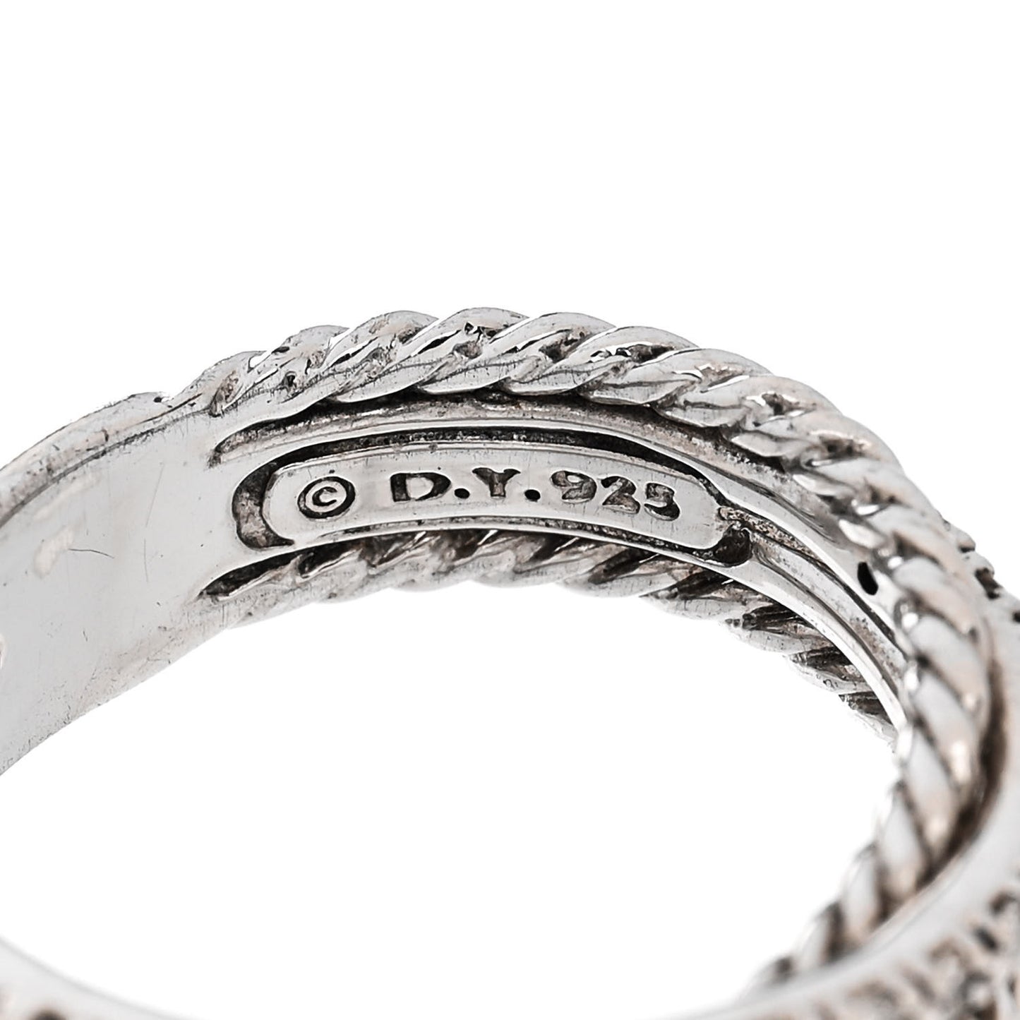 Sterling Silver Diamond 6.8mm Crossover Cable Ring 53 6.5