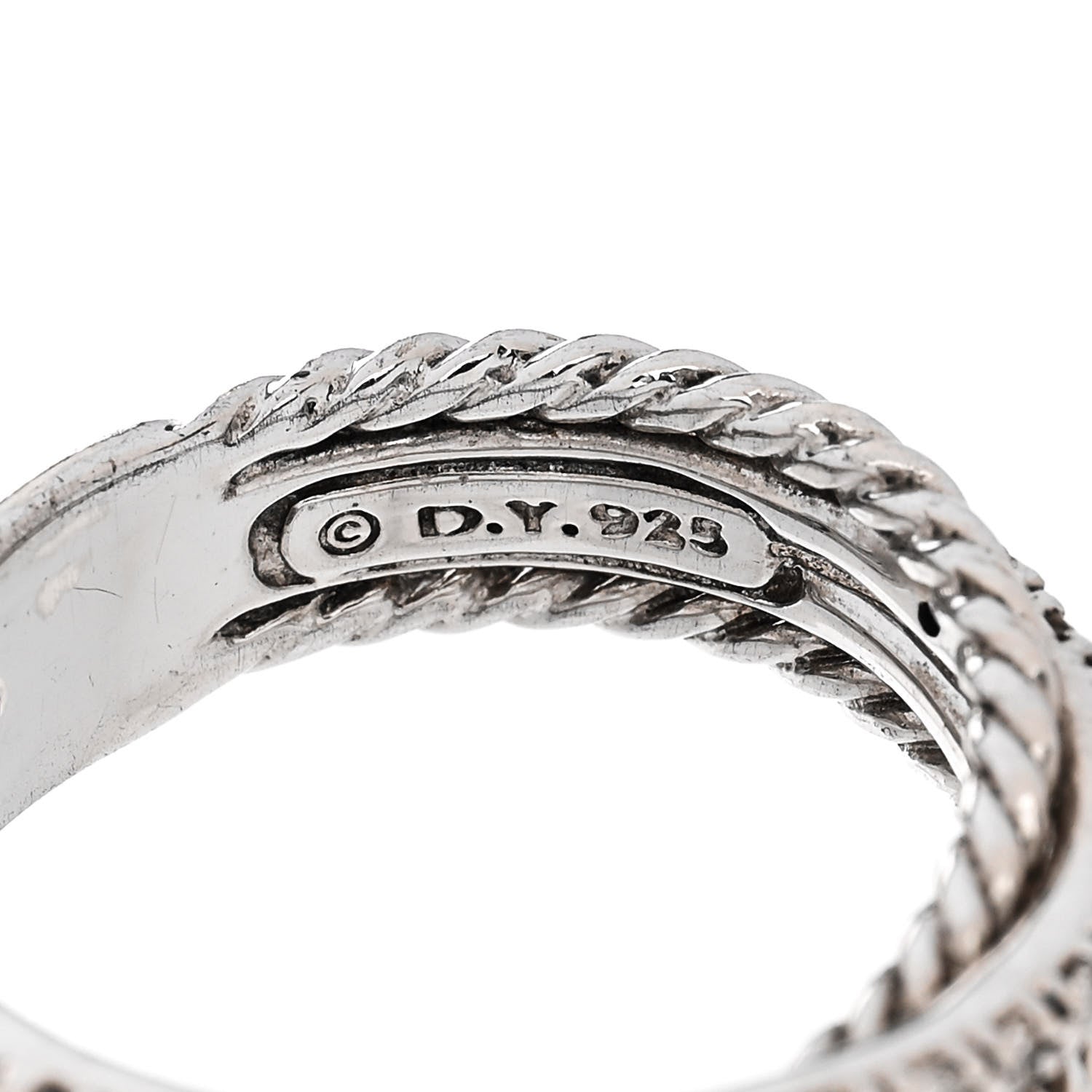 David Yurman Sterling Silver Diamond 6.8mm Crossover Cable Ring 53 6.5 4 of 5