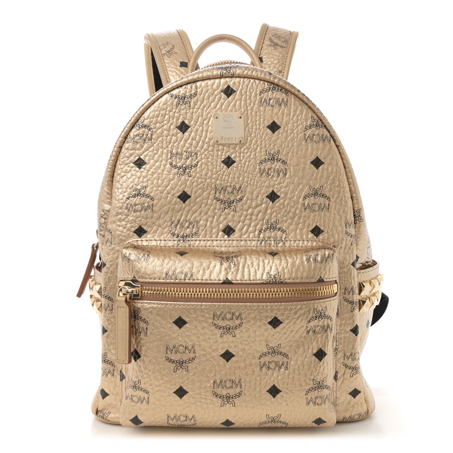 MCM Metallic Visetos Small Side Stud Stark Backpack Gold 1 of 13