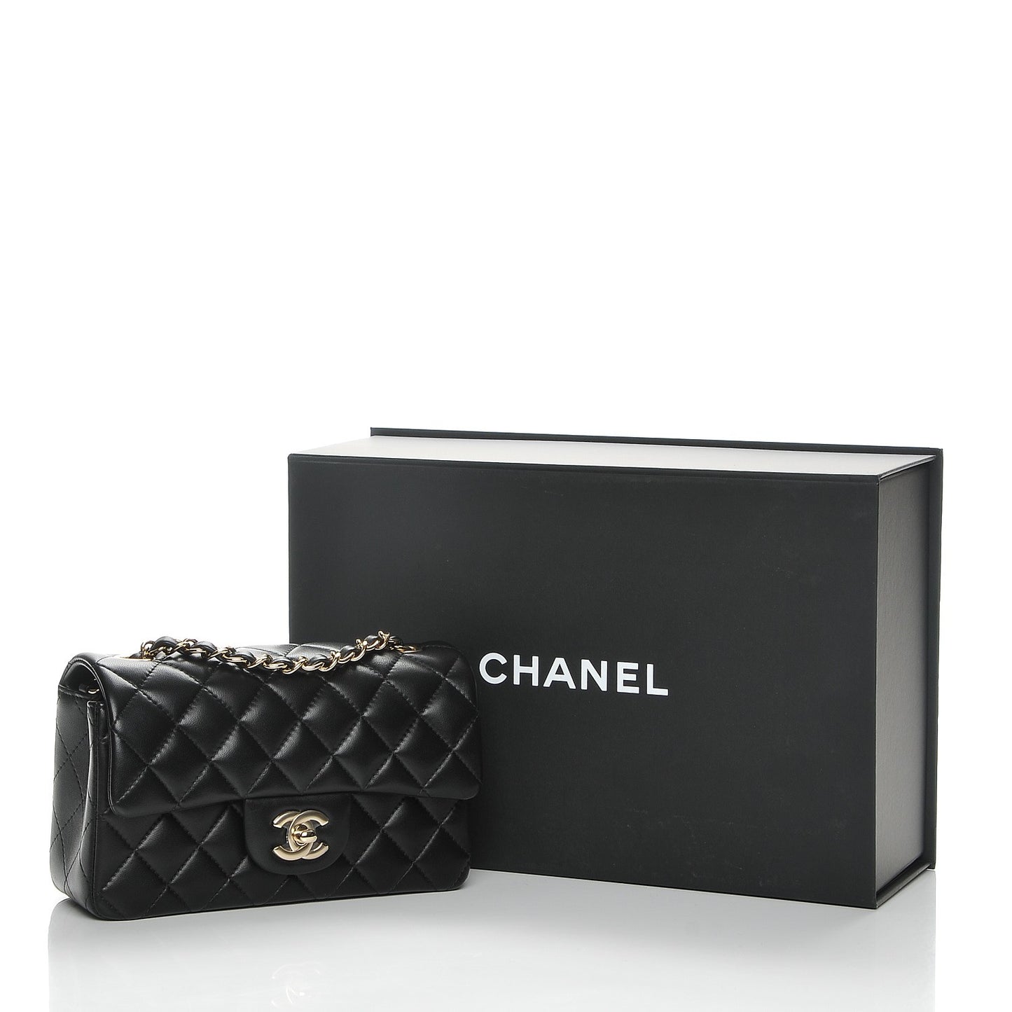 Lambskin Quilted Mini Rectangular Flap Black