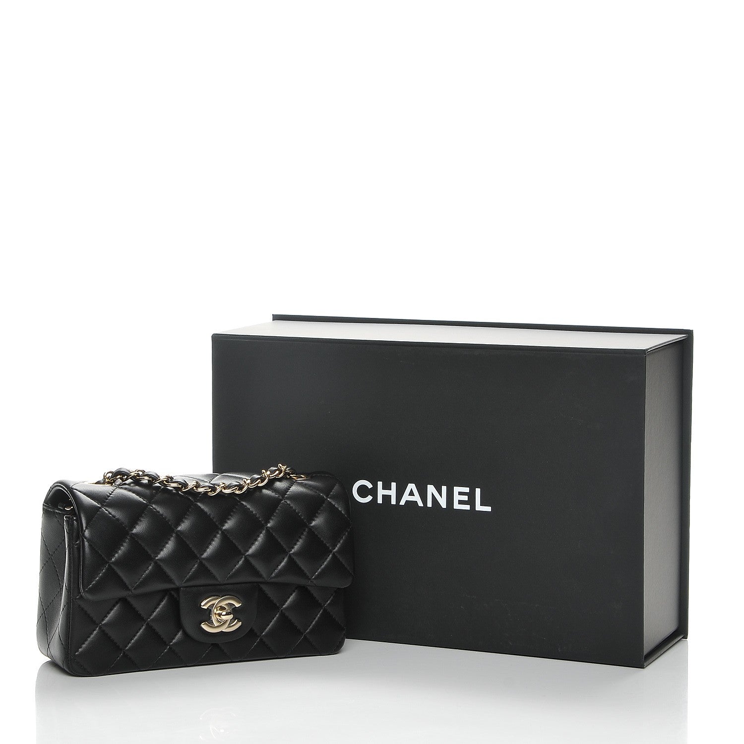 Chanel Lambskin Quilted Mini Rectangular Flap Black 8 of 8