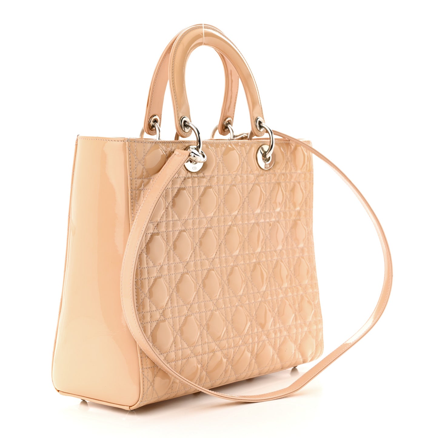 Patent Cannage Large Lady Dior Dark Beige