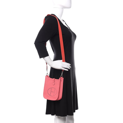 Hermes Taurillon Clemence Amazone Evelyne TPM Rose Azalee Rouge Pivoine 2 of 11