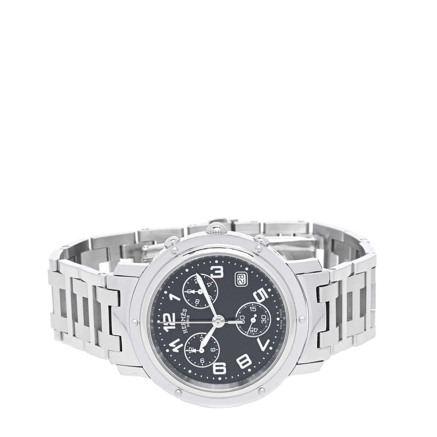 Hermes Stainless Steel 38mm Clipper Chronograph Quartz Watch Black 2 of 4