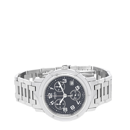 Hermes Stainless Steel 38mm Clipper Chronograph Quartz Watch Black 2 of 4