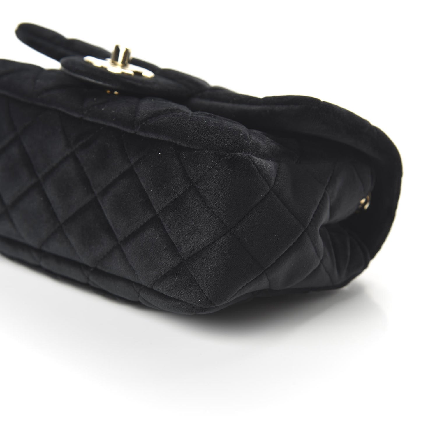 Velvet Quilted Mini Rectangular Pearl Crush Flap Black
