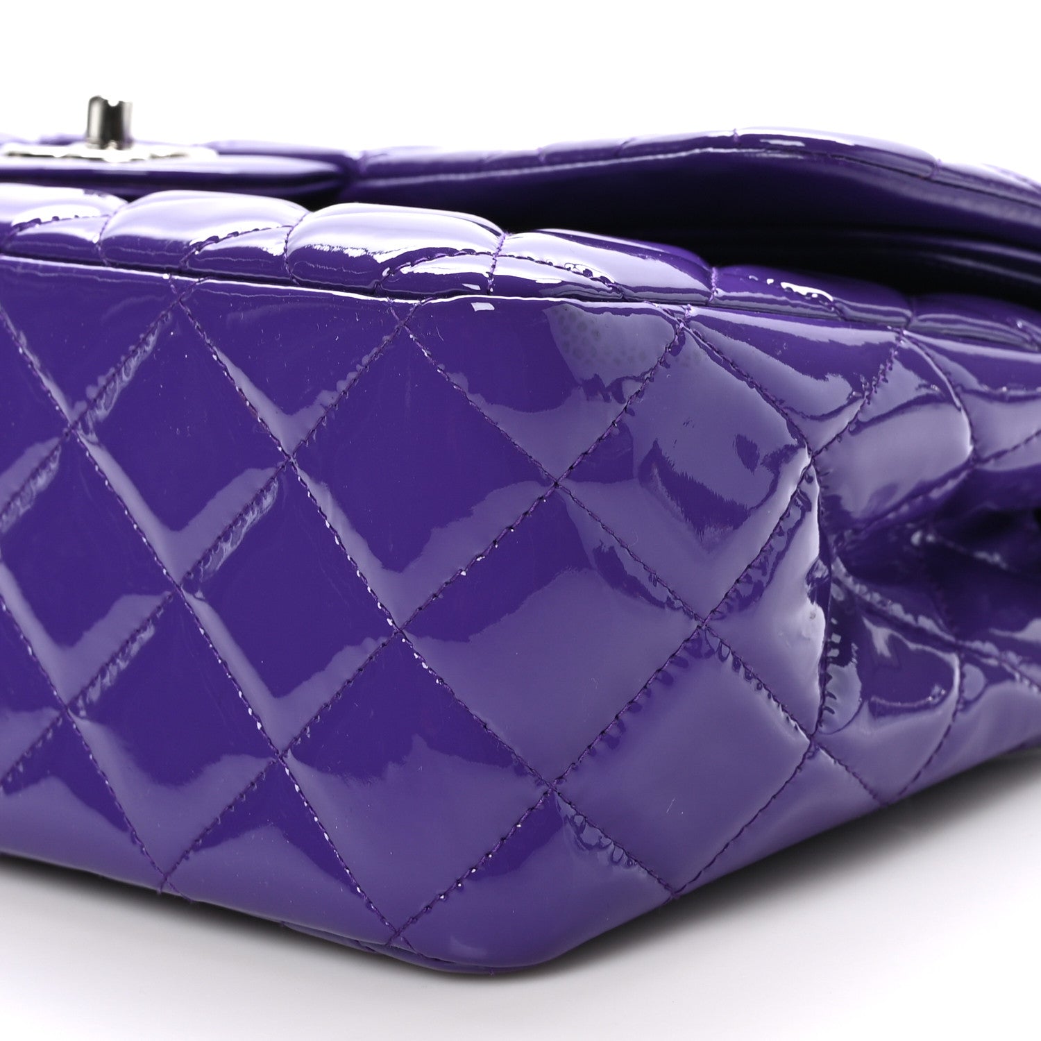 Chanel Patent Calfskin Quilted Jumbo Double Flap Purple 10 of 13