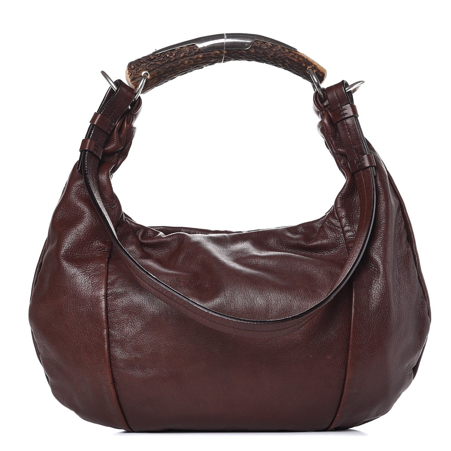 Saint Laurent Sheepskin Mombasa Horn Hobo Brown 1 of 12
