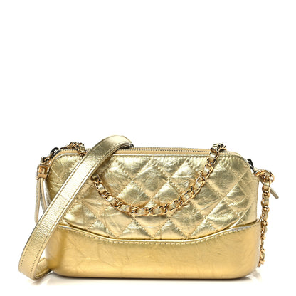 Chanel Metallic Aged Calfskin Quilted Small Gabrielle Clutch With Chain Gold 1 of 10